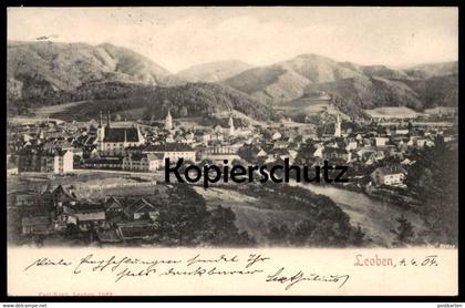 ALTE POSTKARTE LEOBEN PANORAMA 04.04.04 SCHNAPPSZAHL TOTALANSICHT TOTAL GESAMTANSICHT Ansichtskarte AK cpa postcard