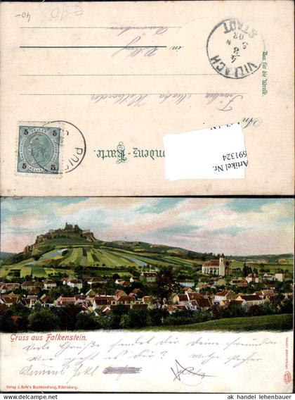 691324 Gruss aus Falkenstein Weinviertel Mistelbach Poysdorf 1903