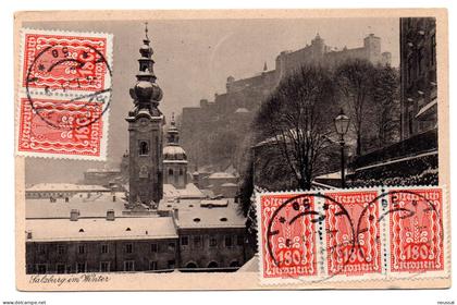 tarjeta postal  circulada 1923 salzburg.