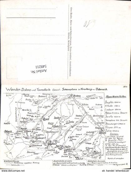 tolle Wanderlandkarte Landkarte AK Bludenz Brand Vandans Gauen Schruns Nenzing Tschag