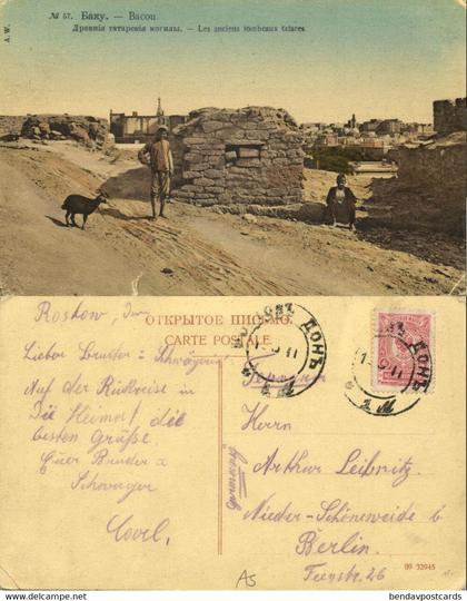 azerbaijan russia, BAKU BACOU, Ancient Tatars Tombs, Excavation (1911) Postcard