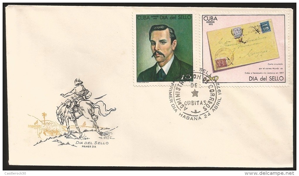 B)1972 CUBA-CARIBE, MAN, POSTMASTER-GEN,  VICENTE MORA PERA,  SOLDIER’S LET-TER, CUBA TO VENEZUELA, 1897, STAMP DAY,  PA