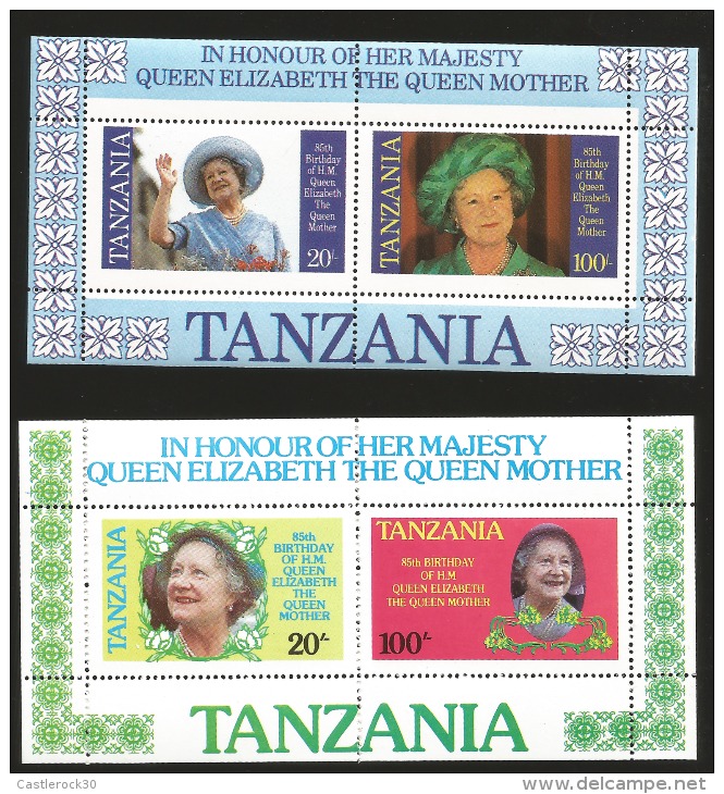 B)1985 TANZANIA, PICTURE, ROYAL, QUEEN ELIZABETH, BIRTHDAY,  CROWN, 85TH ANNIVERSARY QUEEN MOTHER ELIZABETH,  MNH.