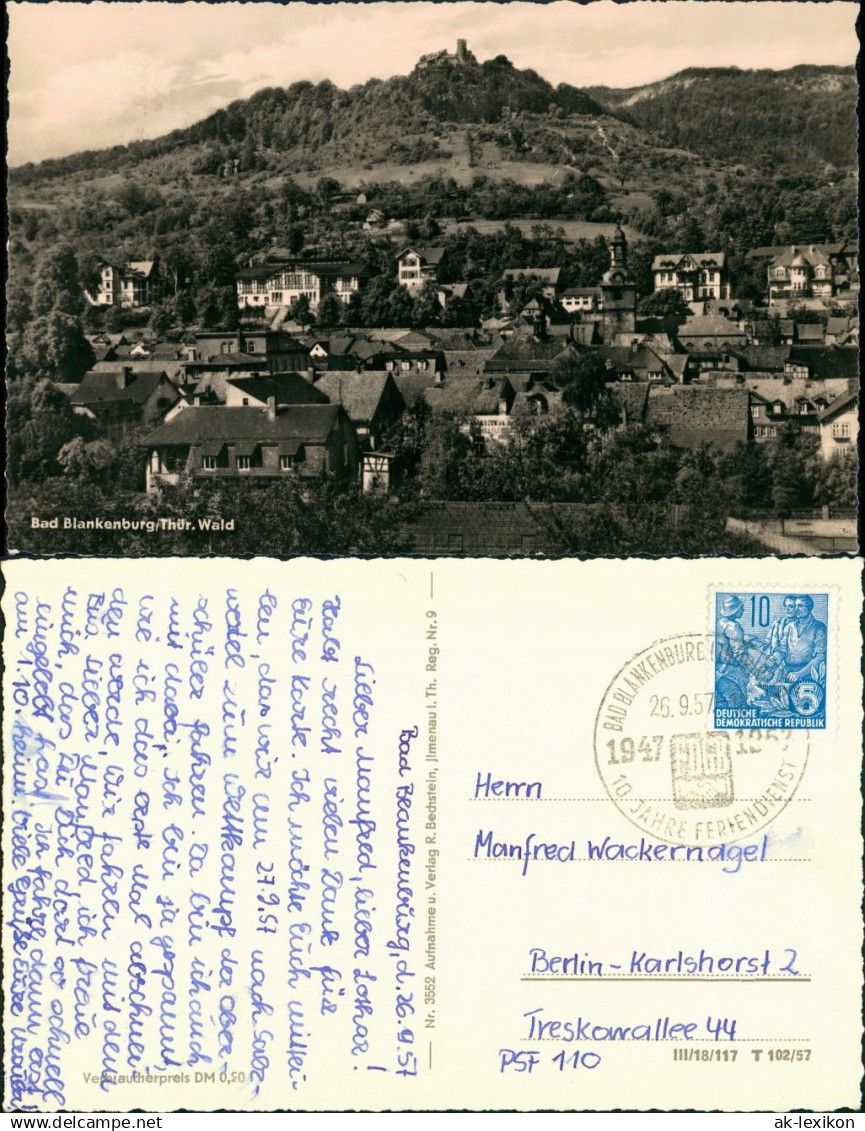 Bad Blankenburg Bad Blankenburg Panorama mit Burg DDR Postkarte 1957