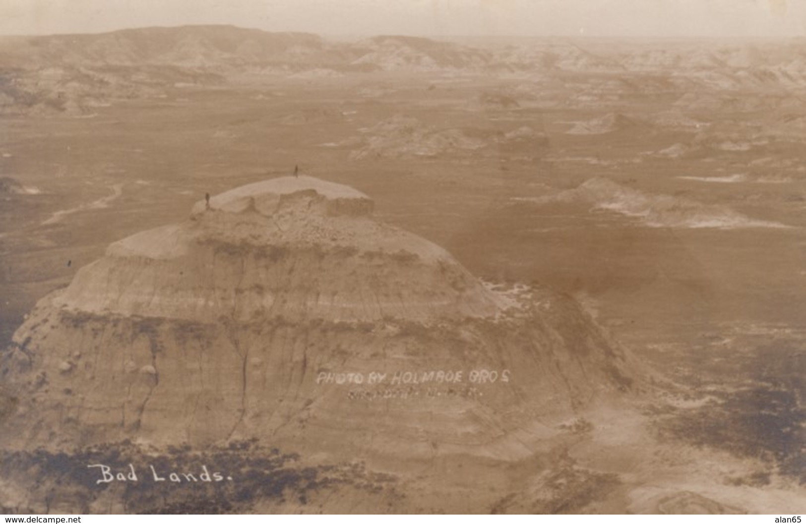 Bad Lands North Dakota, Holmboe Brothers Photograph on c1900s/10s Vintage Postcard, Mandan Photographer