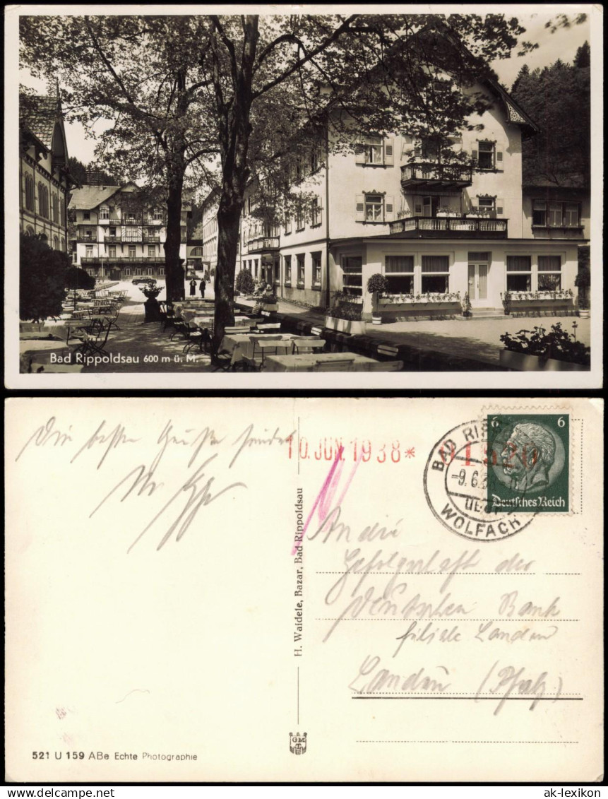 Bad Rippoldsau-Schapbach Restaurant 1938  gel. Landpoststempel über Wolfach