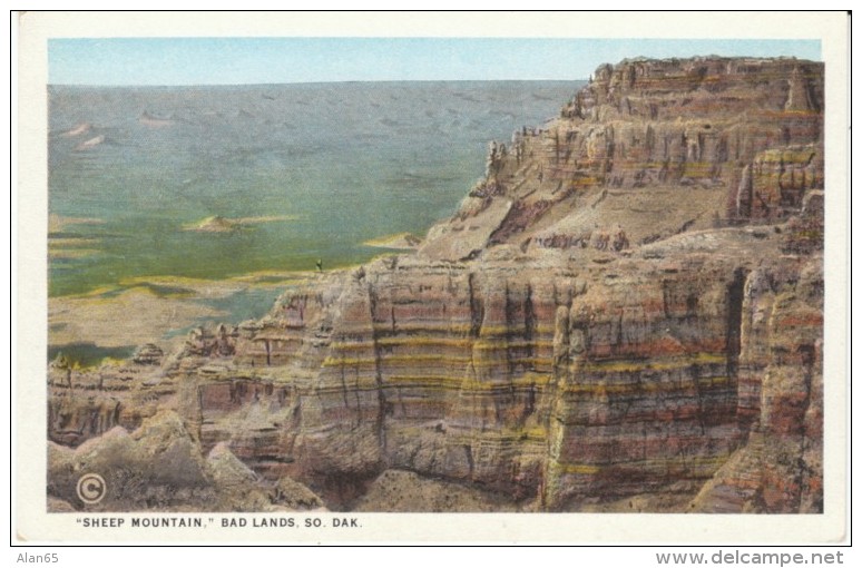 Badlands SD South Dakota, 'Sheep Mountain', c1910s/20s Vintage Postcard