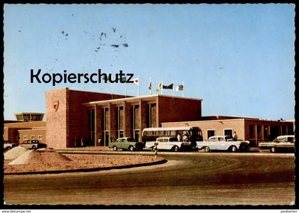 ALTE POSTKARTE BAHREIN AIRPORT TERMINAL Flughafen aéroport Flaggen flags Ansichtskarte postcard cpa AK