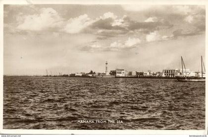 bahrain, MANAMA المنامة, Panorama from the Sea, Lighthouse (1930s) RPPC Postcard