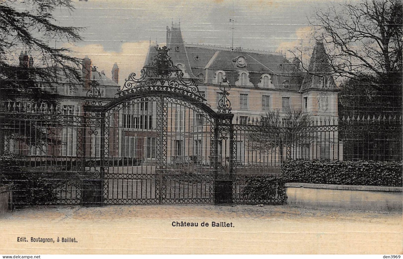 BAILLET-en-France (Val-d'Oise) - Château - Carte toilée couleurs - Voyagé 1908 (2 scans) Viennot à Langres