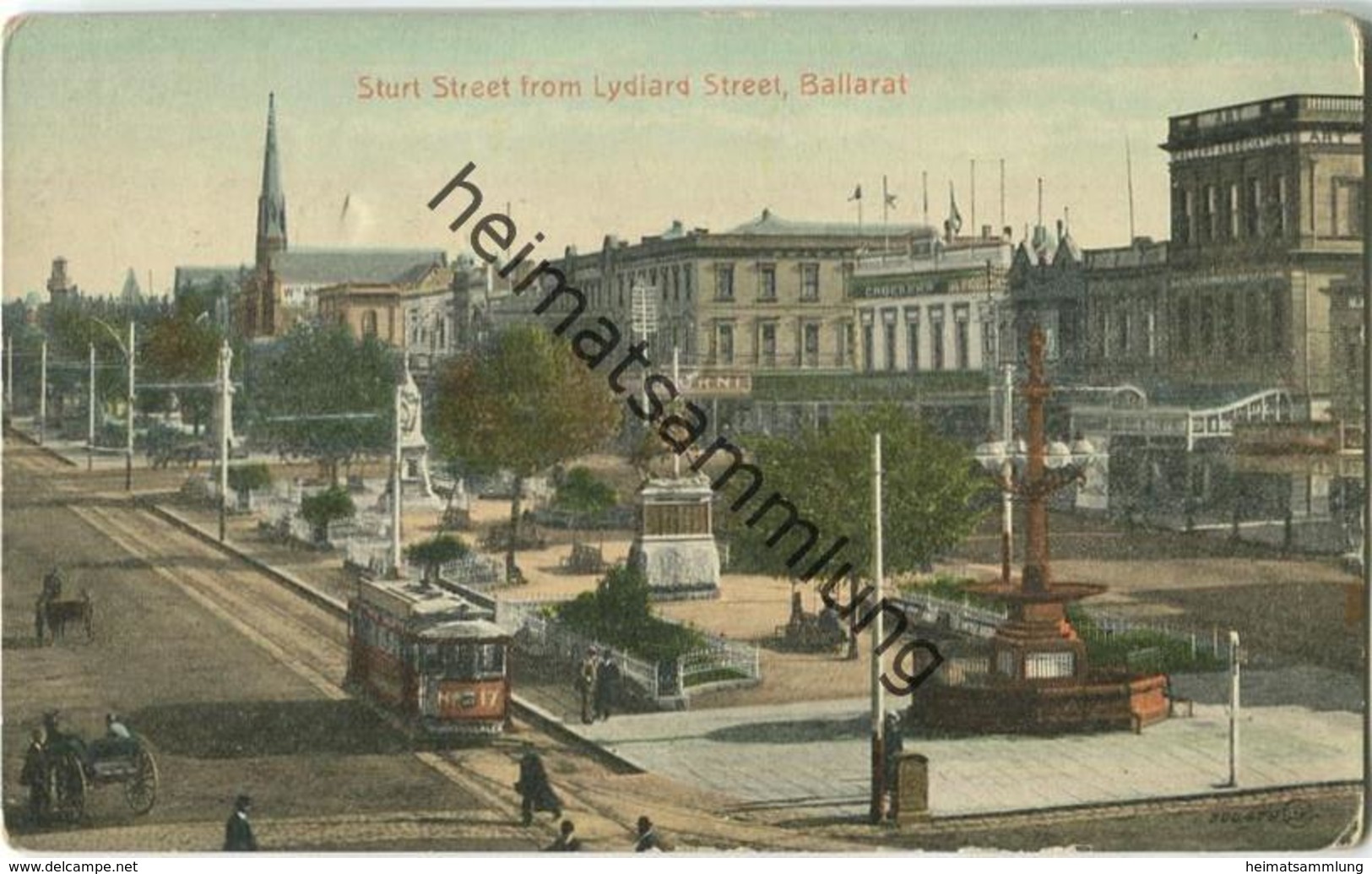 Ballarat - Sturt Street from Lydiart Street - Victoria - Verlag The Valentine & Sons Publishing Melbourne and Sydney