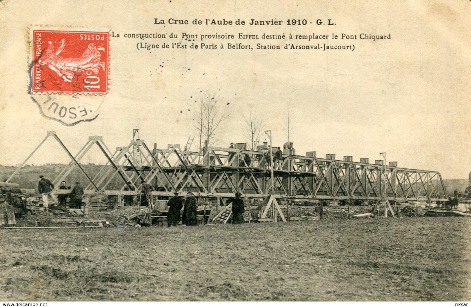 BAR SUR AUBE(PONT EIFFEL EN CONSTRUCTION) INONDATION