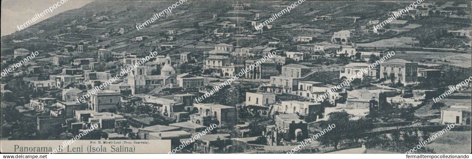 be91 cartolina panorama di leni isola salina doppia messina