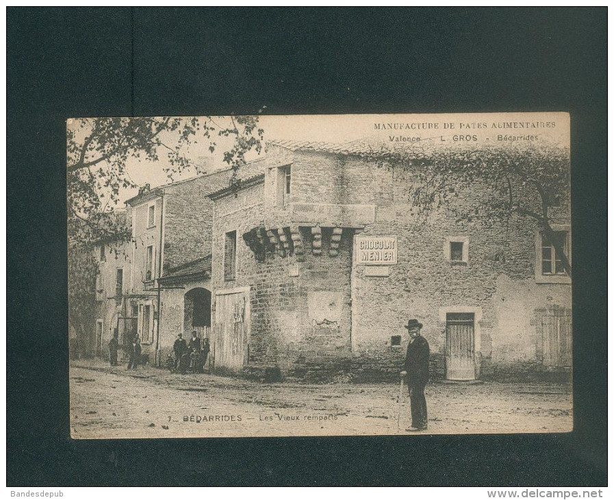 Bedarrides (84) - les Vieux Remparts ( animée pub Chocolat Menier Manufacture de pates Alimentaires L. Gros)