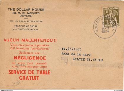 ANTWERPEN  CARTE DE COMMERCE  - THE DOLLAR HOUSE    2 SCANS