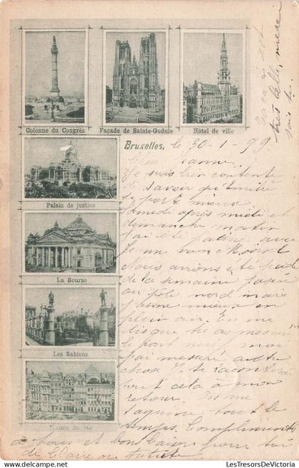 [-5%] BELGIQUE - Bruxelles - Multi-vues des monuments et édifices - Carte Postale Ancienne