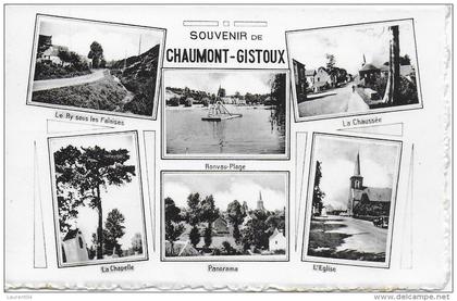 CHAUMONT- GISTOUX. SOUVENIR. LA CHAUSSEE, L'EGLISE...CARTE MULTIVUES.