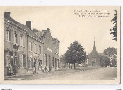 Flemalle-Haute - (Aux Trixhes)  place de la Liberté et route vers la Chapelle de Bonsecours