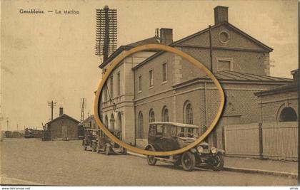 Gembloux : La station 1933 (  taxis )   ecrit avec timbres  (  gare )