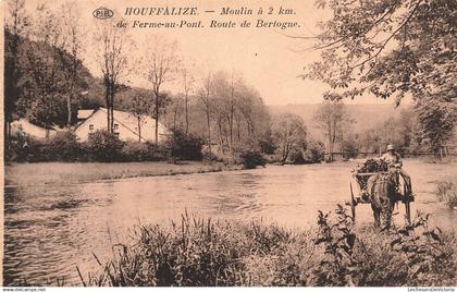 BELGIQUE - Houffalize - Moulin - Ferme au Pont - Route de Bertogne - fleuve - attelage - PIB - Carte postale ancienne