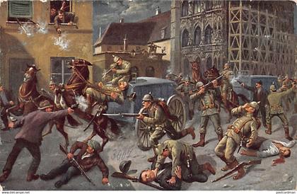 België - LEUVEN (Vl. Br.) Overval door sluipschutters in Leuven op 25 augustus 1914