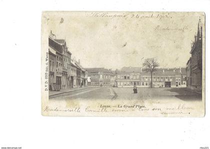 cpa - Belgique - Leuze en Hainaut - la grand'place - D.V.D 8505 Warny animation 1902 Café vins liqueurs Maison Bataille