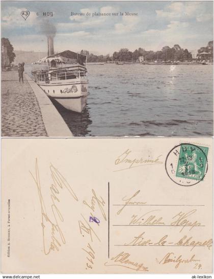 Huy Hoei / Wallonisch: Hu Bateau de plaisance sur la Meuse 1913