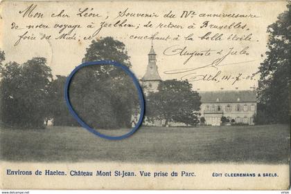 Environs de Haelen : HALEN :   chateau Mont St Jean  ( geschreven 1908 met zegel )