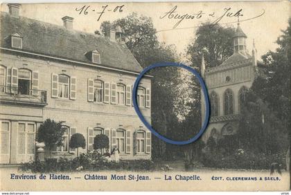 Environs de Haelen : HALEN :   chateau Mont St Jean  ( geschreven 1908 met zegel )