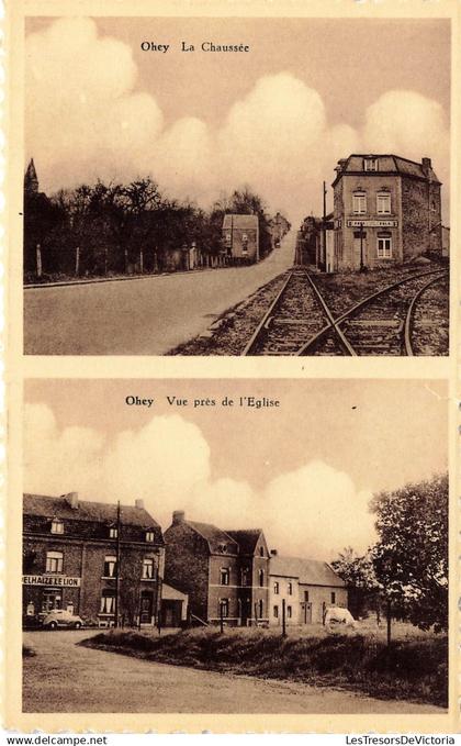 BELGIQUE - Ohey - La chaussée - Vue prés de l'église - Carte postale ancienne