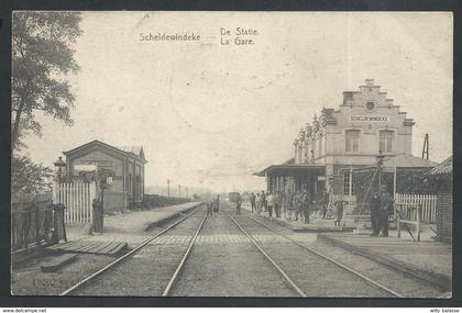 +++ CPA - Oosterzele - SCHELDEWINDEKE - La Gare - Statie - Carte Animée   //