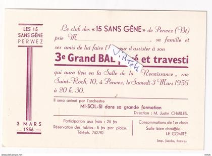 PERWEZ :   grand BAL  paré et travesti  1956