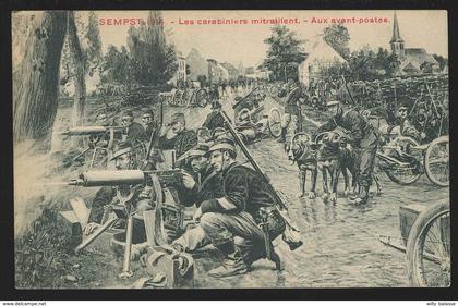 +++ CPA - ZEMST - SEMPST - Guerre 1914 - Les Carabiniers mitraillent - Aux Avant-postes - Armée Soldat  //