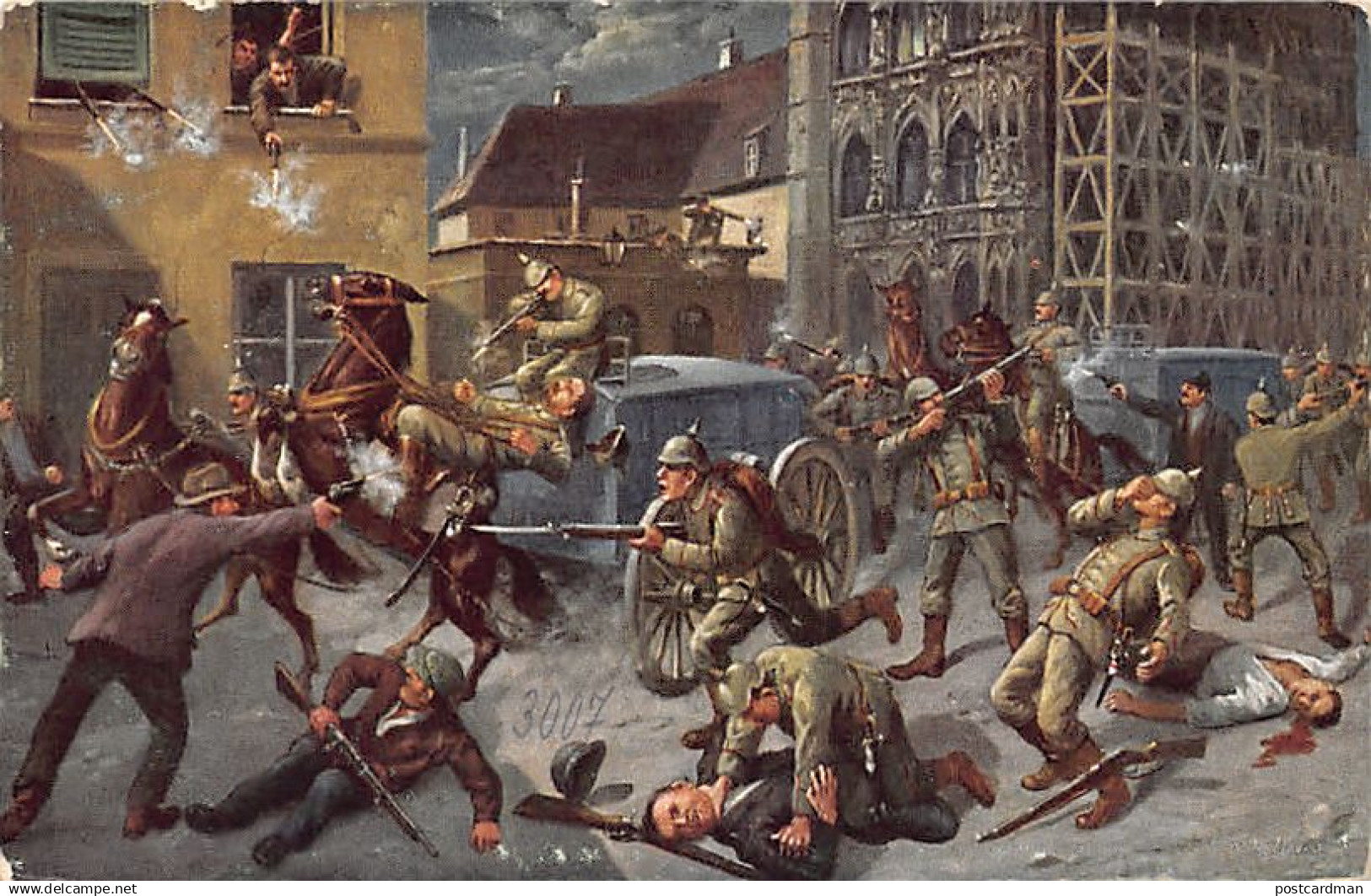 België - LEUVEN (Vl. Br.) Overval door sluipschutters in Leuven op 25 augustus 1914