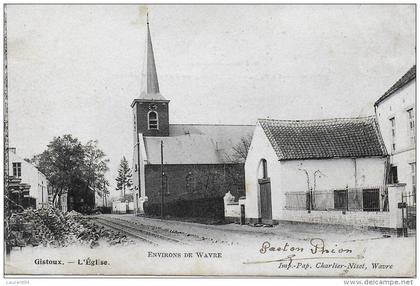 CHAUMONT-GISTOUX.  GISTOUX.  L'EGLISE.  ENVIRONS DE WAVRE.  VUE DES RAILS DU TRAM