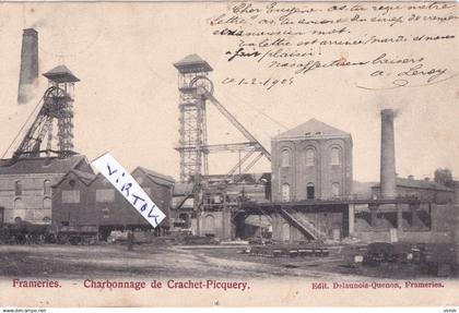 Frameries   :   charbonnage  de crachet-Picquery  -  1905 avec timbre