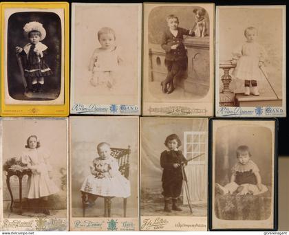 8 FOTO'S CDV VAN GENTSE FOTOGRAFEN    KINDEREN   2 SCANS