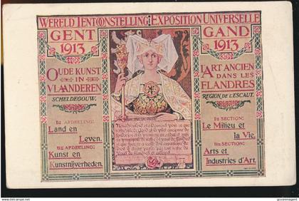 GENT.    AFBEELDINGEN AFFICHE  ) BELGIE  WERELD TENTOONSTELLING GENT 1913 - OUDE KUNST IN VLAANDEREN