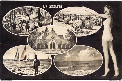 [-50%] BEGIQUE - Le Zoute - Promenade - Plage - L'Eglise des Moines - La Mer - Carte postale ancienne