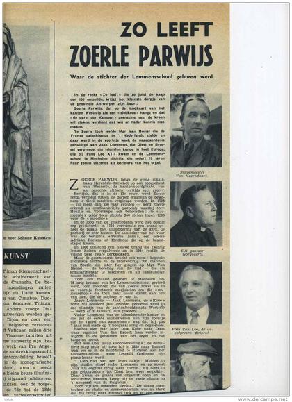 Zoerle-Parwijs  : ZO LEEFT     -    Zondagsvriend 1953 :  Knipsel 4  pagina´s ( 27 x 37 Cm )