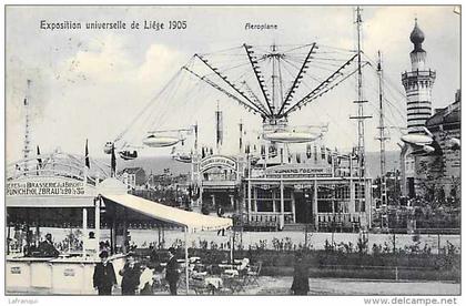 belgique -ref A466- liege  - exposition universelle de liege 1905- aeroplane -theme aviation  - carte bon etat  -