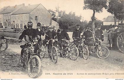 België - OOSTENDE (W. Vl.) Belgische motorrijders bij Oostende - Eerste Wereldoorlog