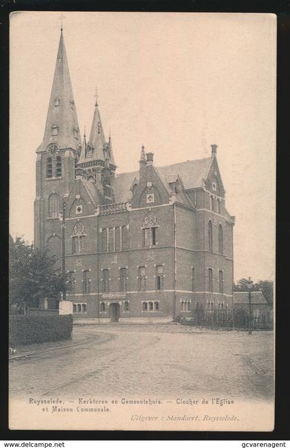 RUISELEDE   KERKTOREN EN GEMEENTEHUIS