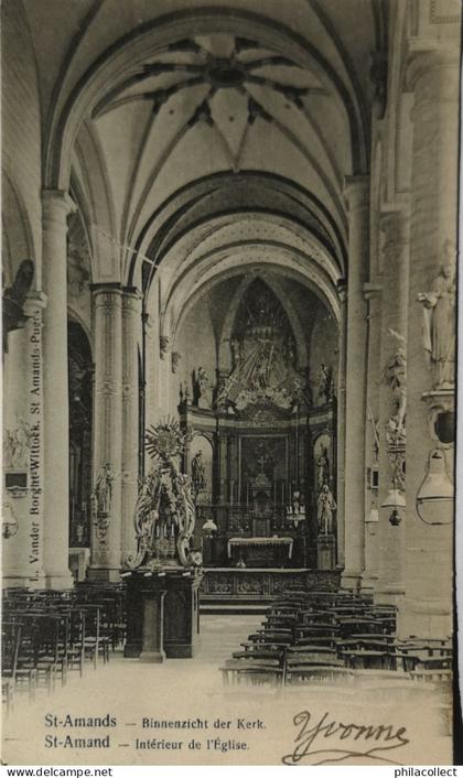 Sint Amands // Binnenzicht der Kerk 1908