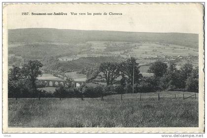 Stoumont-sur-amblève :  1987  ..  vue vers les ponts de Cheneux    ( ecrit avec timbre )