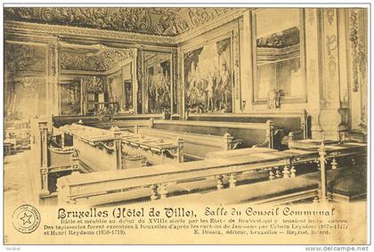 cp , BRUXELLES , Monuments , Edifices , Hôtel de Ville , Salle du Conseil Communal , voyagée 1913