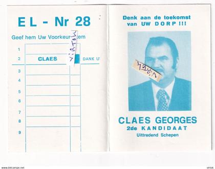 ASSENT  (  Kortenaken )  : Claes Georges  ( verkiezingen Bekkevoort ??  )    kalender  verso 1983