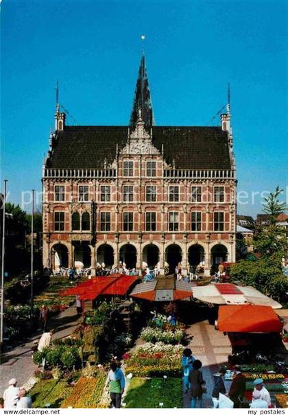 72698340 Bocholt Westfalen Histor Rathaus mit Blumenmarkt Bocholt