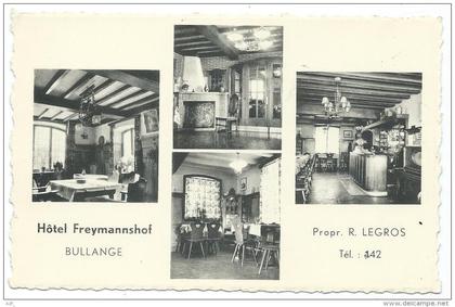 CPSM BULLANGE, HOTEL FREYMANNSHOF, PROPRIETAIRE R. LEGROS, format 9 cm sur 14 cm environ, BELGIQUE