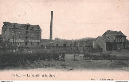 BELGIQUE - fleron - le moulin et la gare - edit thone david - carte postale ancienne -